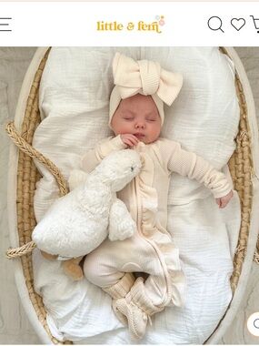 Little & Fern FRILL ZIP ROMPER | CREAM WAFFLE